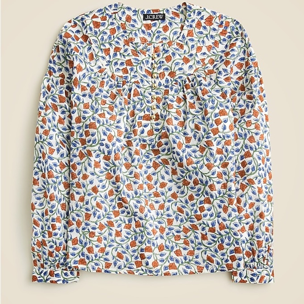 Jcrew Shirred popover top in rosewood floral
